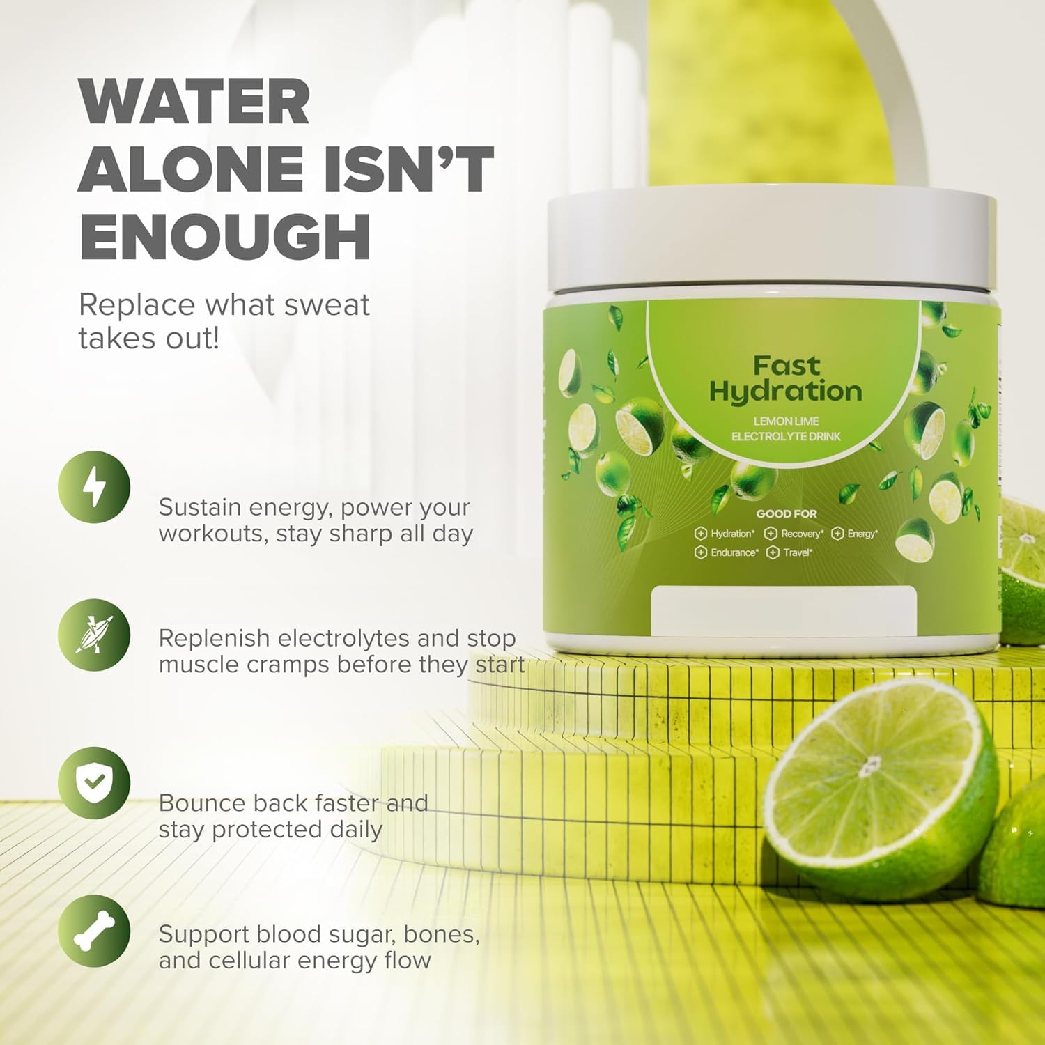1pcs Électrolytes aromatisés au Citron - hydratation rapide et efficace | Gestion de l'énergie, récupération plus rapide, endurance améliorée, hydratation de la peau, soutient l'équilibre