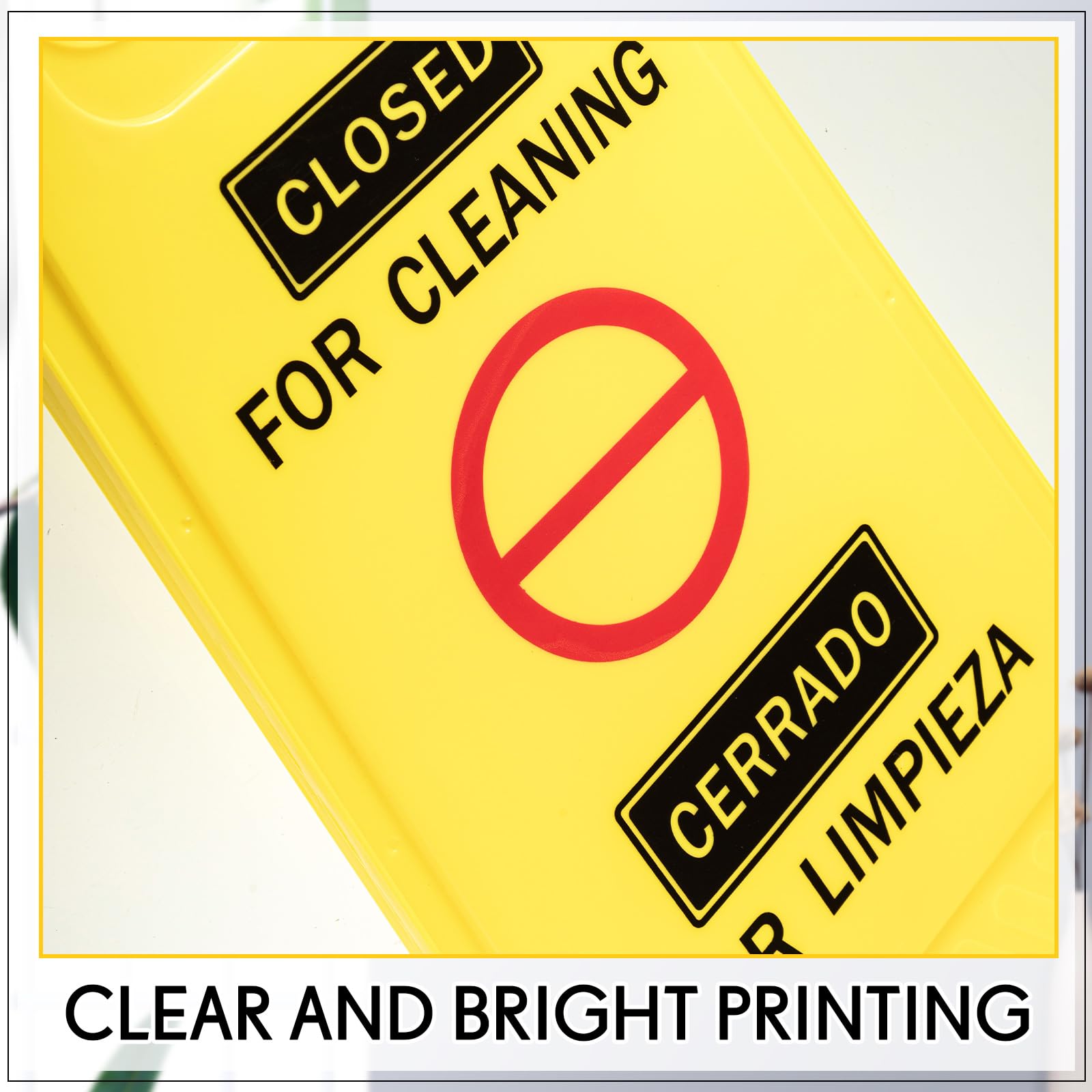 Geetery 8 letreros bilingües de dos caras plegables para limpieza de suelos, para limpieza, color amarillo brillante, para uso comercial, inglés y español
