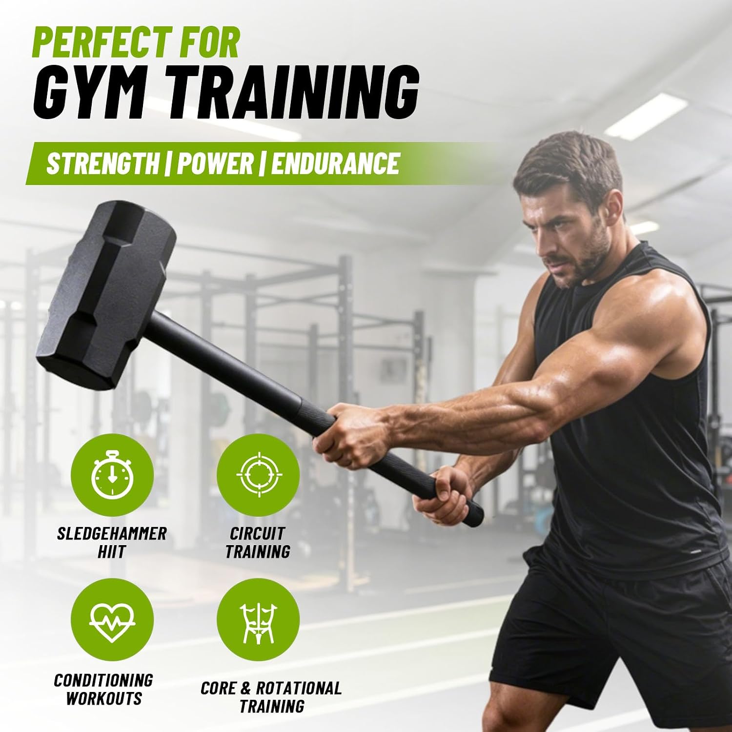 10lb Fitness Hammer, Heavy Duty Workout Sledgehammer for Strength, Steel Construction with Knurled Handle, Explosive and Core Training, Suitable for Home Gym Outdoor Men Women