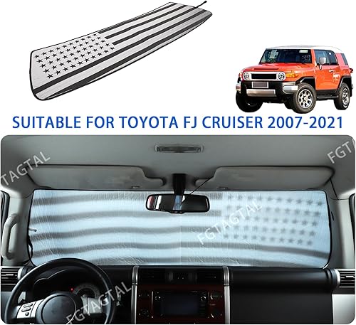 Miniatura 7 de Parasol para parabrisas compatible con Toyota FJ Cruiser 2007-2021, parasol plegable para ventana delantera, visera de protección solar automática