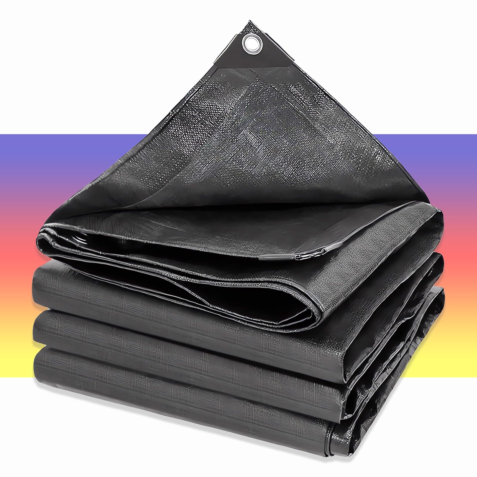 HQQMNY 1Mx1M Black Tarpaulin, 0.32 mm PE, 180 g/m², Waterproof, Garden, Pool, Wood, Furniture