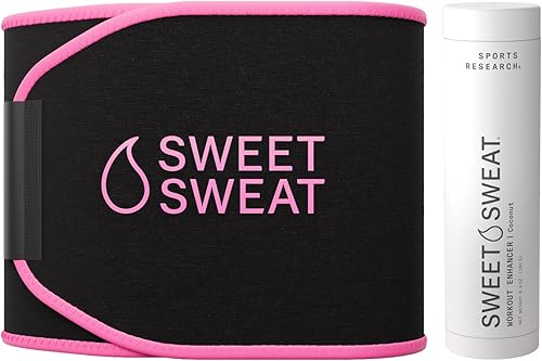Sports Research Sweet Sweat - Palo de coco + reductor de cintura rosa Sweet Sweat (pequeño)