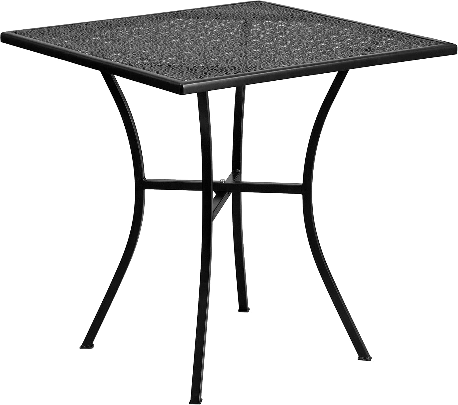 Flash Furniture Oia Commercial Grade 28" Square Black Indoor-Outdoor Steel Patio Table Set with 4 Square Back Chairs
