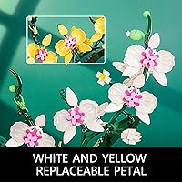 Vista 3 de JOJO&Peach Juego de construcción de bonsái de orquídea, colección botánica, flores artificiales para el hogar u oficina, regalos para San Valentín