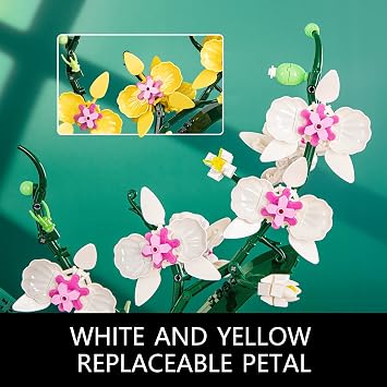 JOJO&Peach Orchid Bonsai Building Set, Botanical Collection, Artificial Flowers for The Home or Office, Gifts for Valentine, Mother's Day, Anniversary, Birthday (811 Pieces)