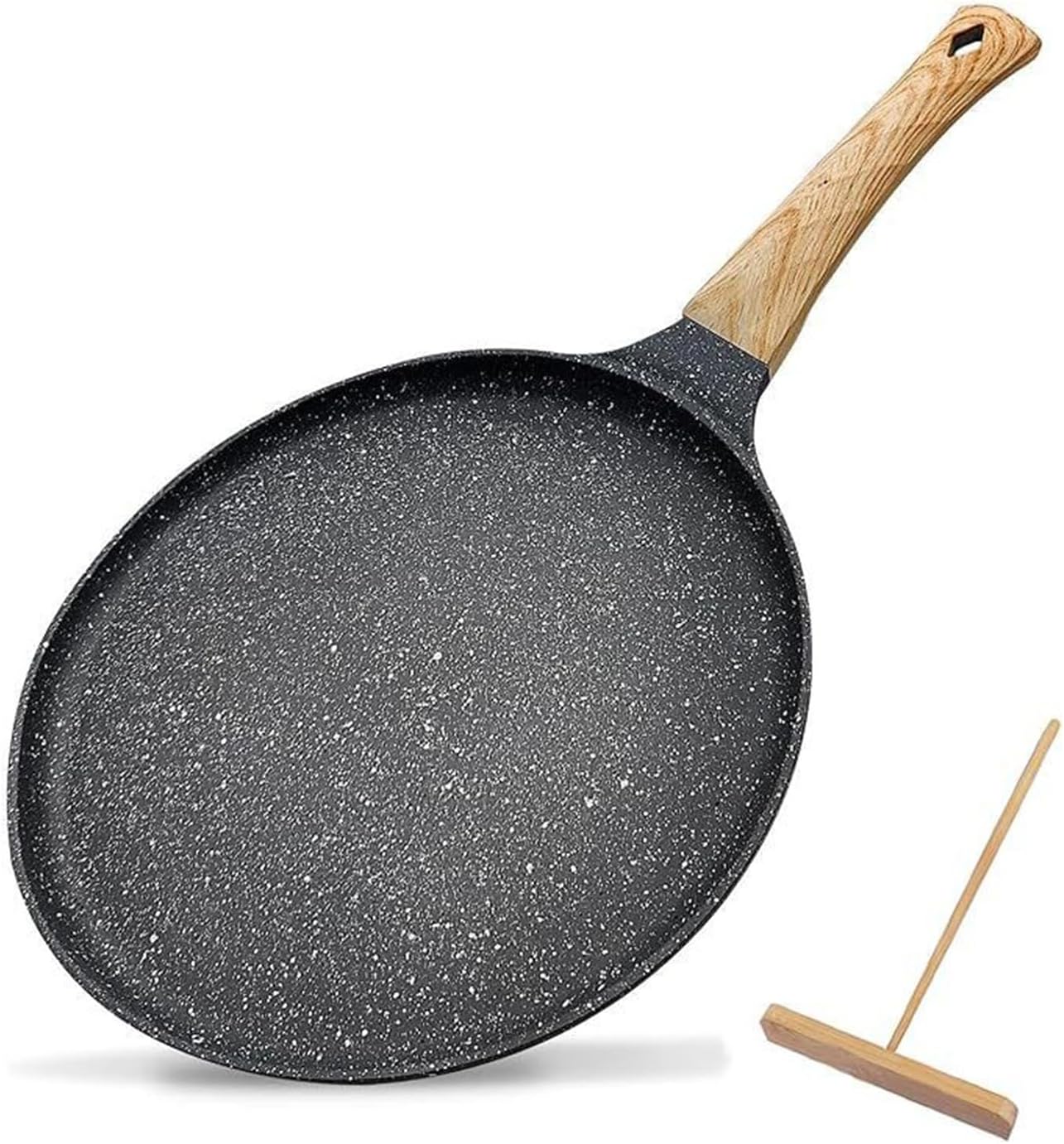 Crepe Pan with Spreader 11 Inch Dosa Tawa for Roti Indian Nonstick Chapati Pan Gray