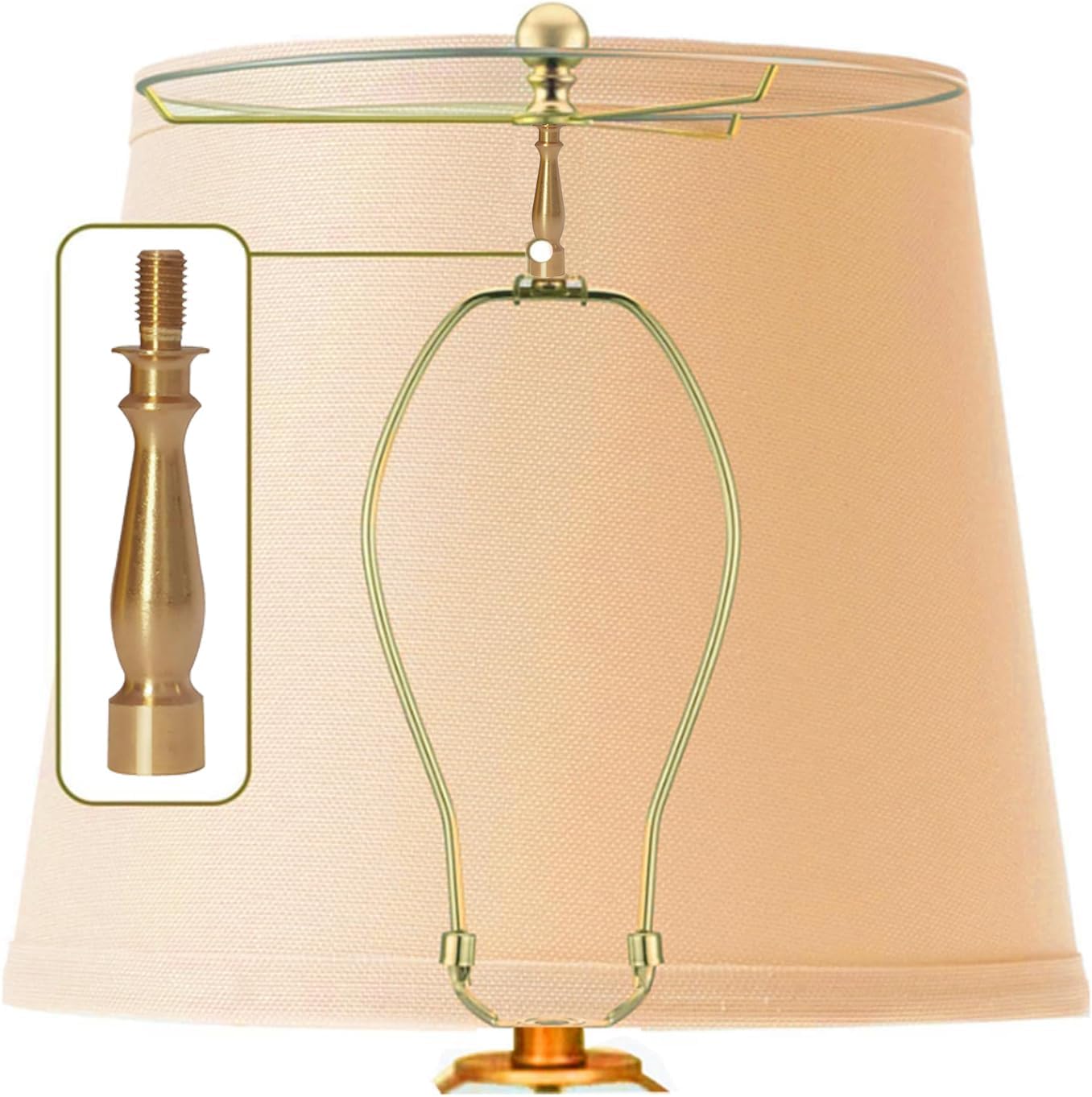 MA&J 2pcs 2 Inch Turned Solid Brass Lamp Shade Risers,Lamp Shade Extender for Washer Fitter Type Lamp Shades (2'' Brass)