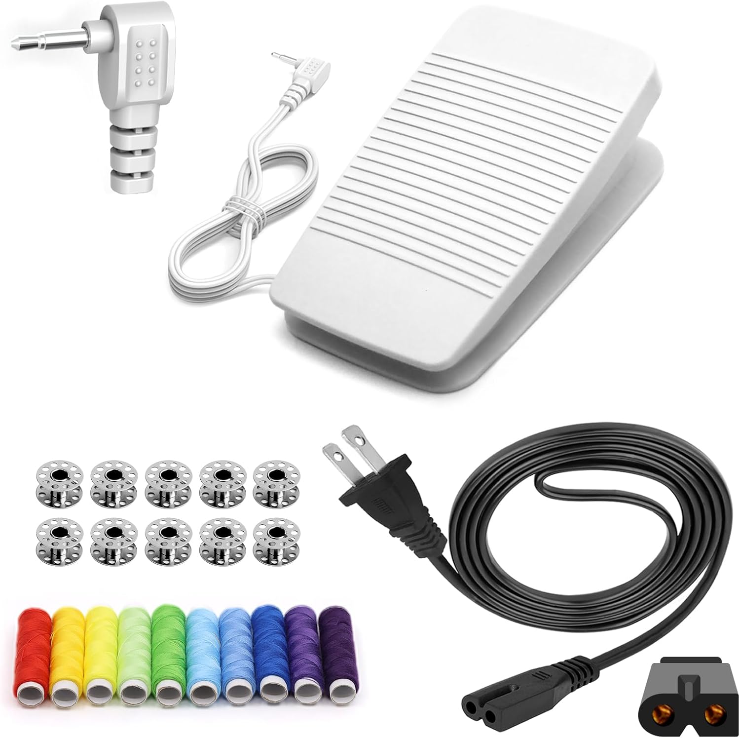 Brother Sewing Machine Foot Pedal Controller Replacement FC-322 XC8816-021, with 6.5FT AC Power Cord Cable, Guaranteed to fit Brother CS5055prw CS6000i CS7000i CE1100prw CE5000prw CE8080 SQ9185 SQ9285