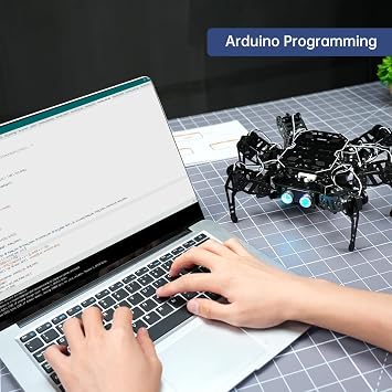 18DOF Hexapod Robot for Arduino Programming, Spider Walking Crawling Self-Balancing AI Vision Voice Control Obstacle Avoidance, STEM Education Open Source Robot with Tutorials, miniHexa Advanced Kit