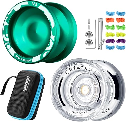 MAGICYOYO Yoyo sensible para principiantes, Yoyo profesional de metal V3 y cristal de plástico Yoyo K2, Yoyo que no responde con 12 cuerdas de Yoyo,