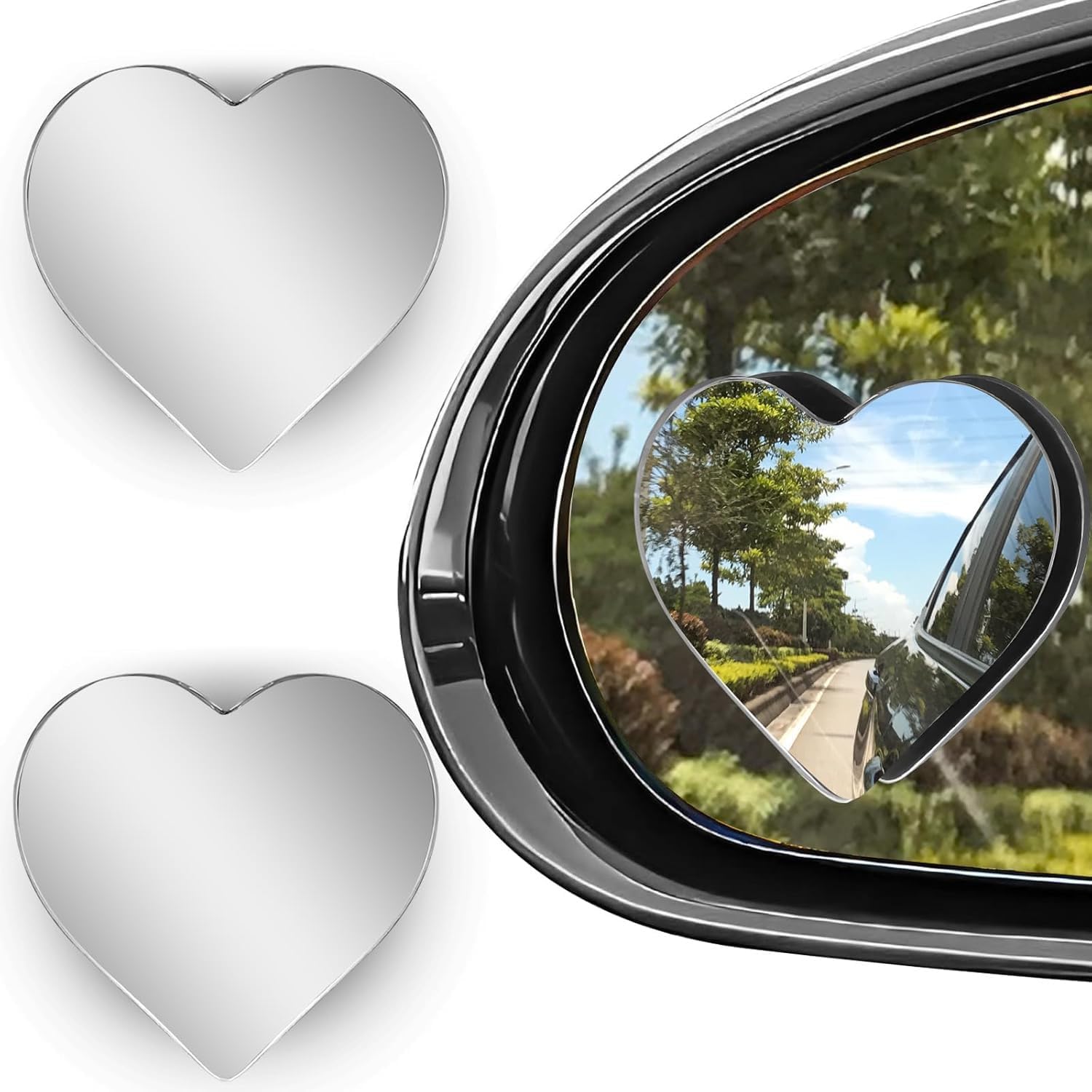 R-timer 2 PCS Heart Blind Spot Mirrors for Dr 7.0 Dr 6.0 Dr 5.0 Dr 4.0 Dr 3.0 2024 2023 2022 2021 2015-2020, HD Glass Convex Mirror Waterproof & Frameless for Maximum Rear View
