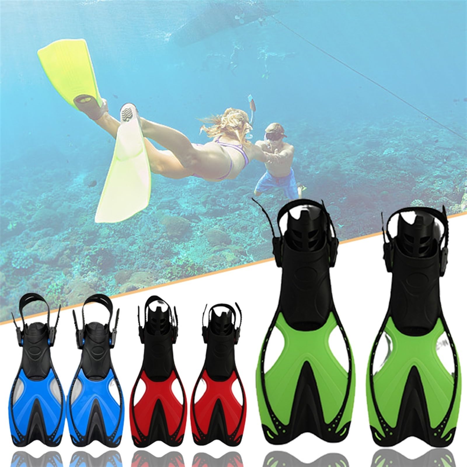 Aletas de Entrenamiento Zapatos de Rana for niños, Aletas Cortas Ajustables Silicona for Asistencia al Buceo, Equipo Entrenamiento liviano for para Entrenamiento Acuático
