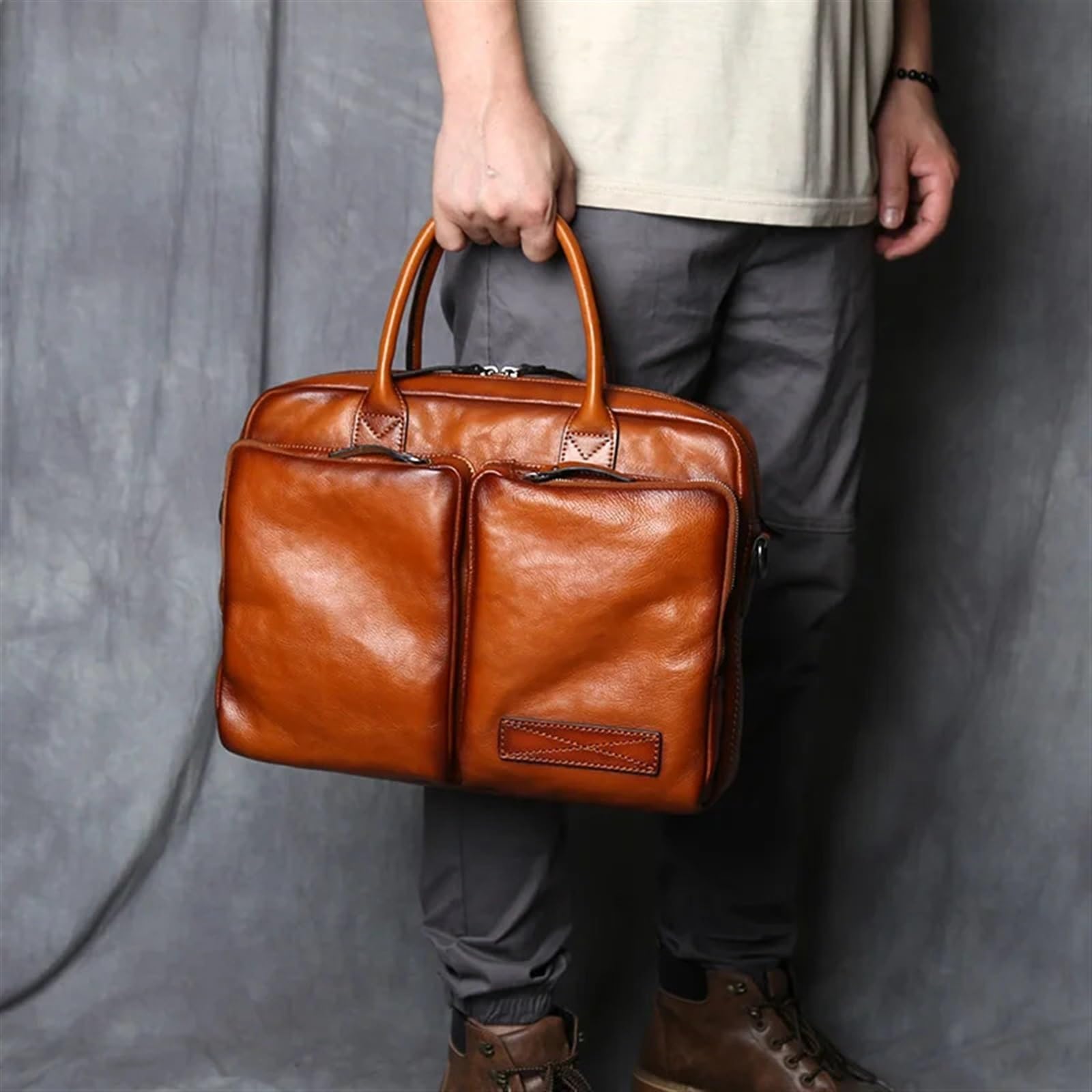 Maletín para Hombre Maletín de Cuero for Hombre, Bolso de Cuero, Bandolera de Hombro Informal, Bolso for portátil de Negocios, Bolso de Moda for Hombre(Black)