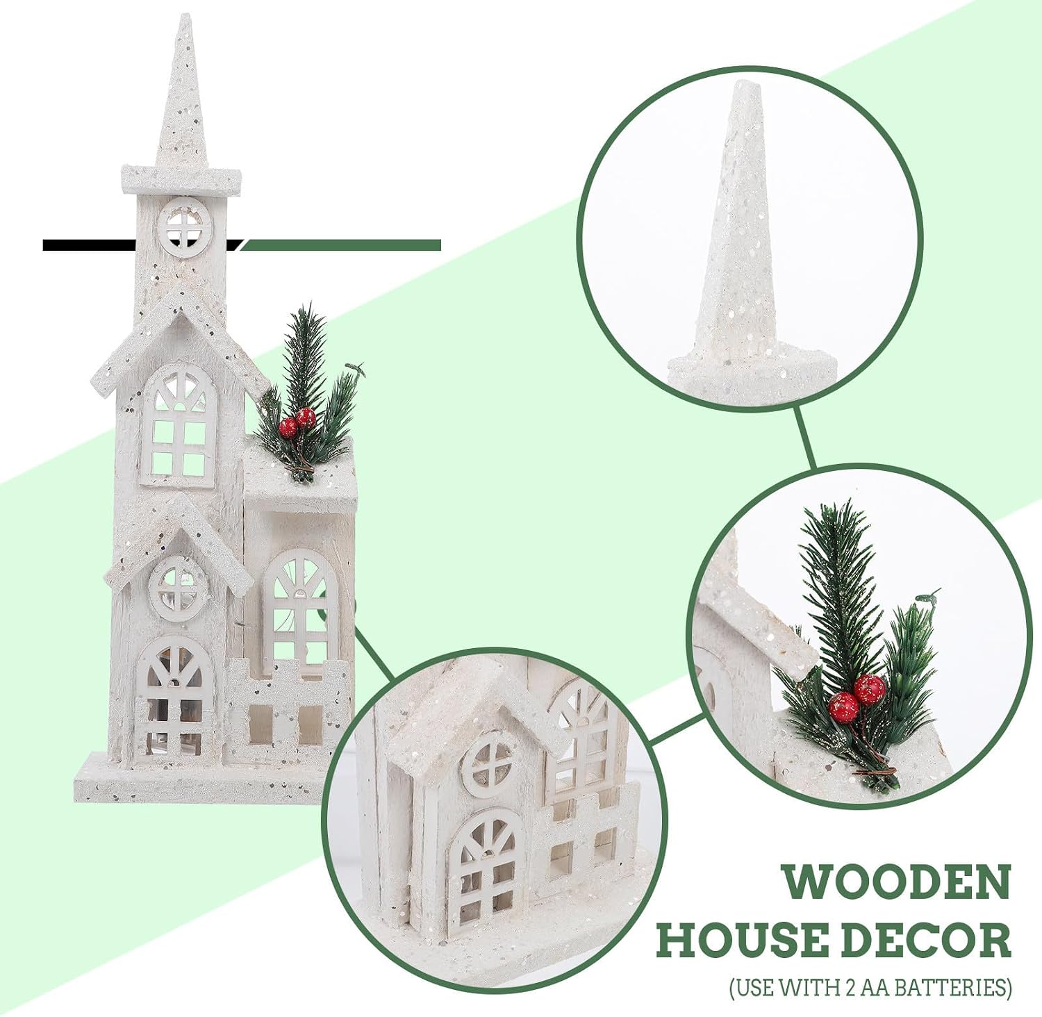 Lighted Wooden Castle House Decoration for Christmas Home Display