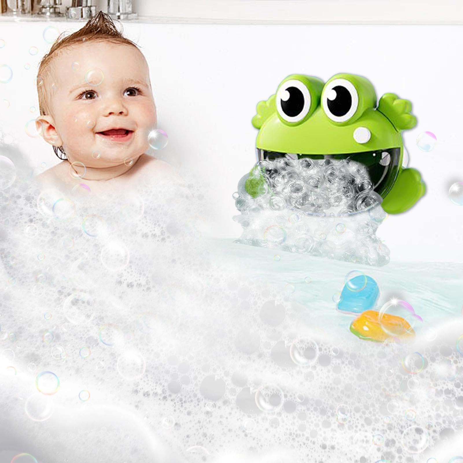 Bubble Machine Bath - ABS Automatic Maker with Frog Crocodile Design | Cute Toy | Foam Bubble Generator | Play Entertainment Device for Kids Bathroom — view 2