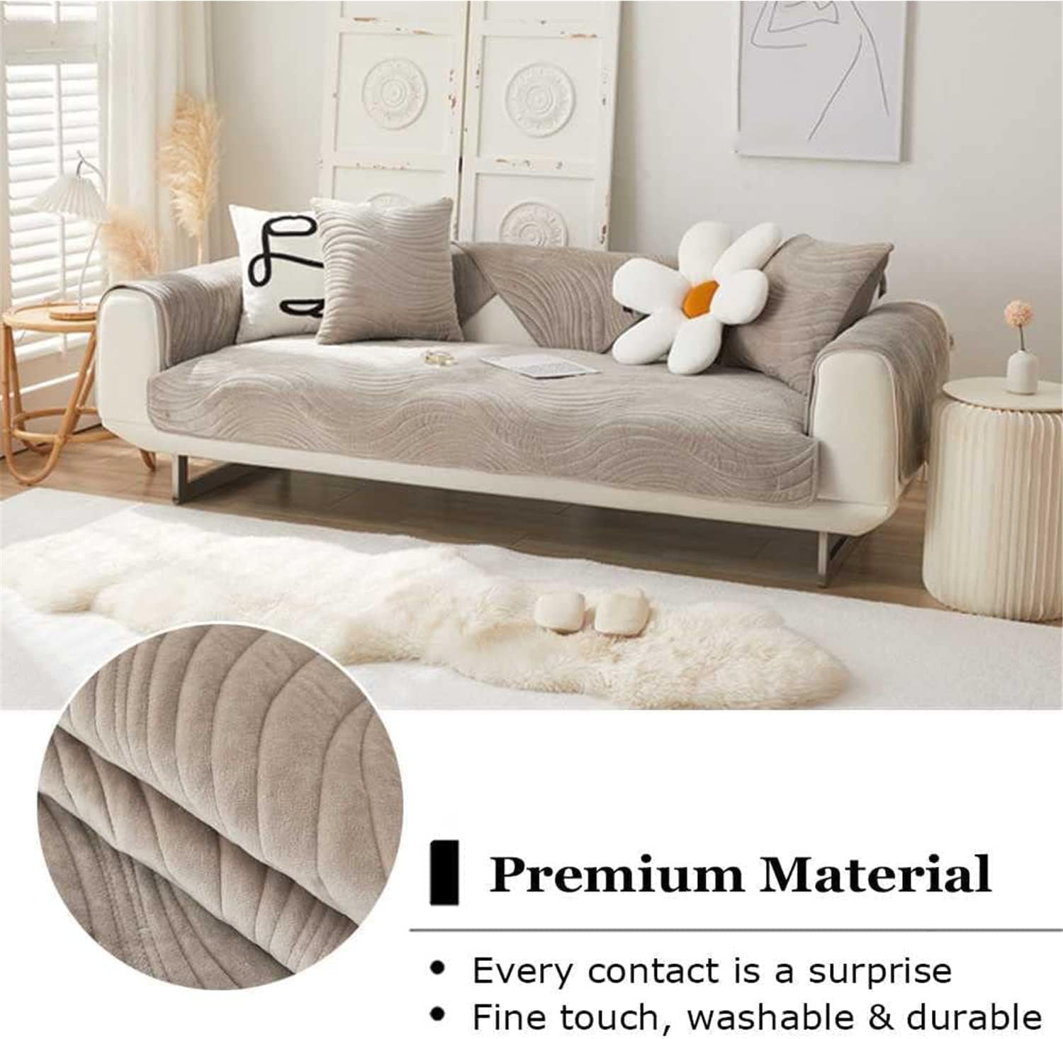 Copridivano antiscivolo per divani a 1/2/3/4 posti, in pelliccia antigraffio, 110 x 180 cm, ideale per l'arredamento della casa e proprietari di animali domestici