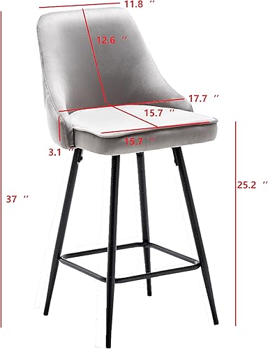 Miniatura 20 de BTEXPERT Juego de 2 sillas de bar de comedor tapizadas, reposapiés, taburetes de bar de altura de mostrador de respaldo alto, marco dorado de Marco