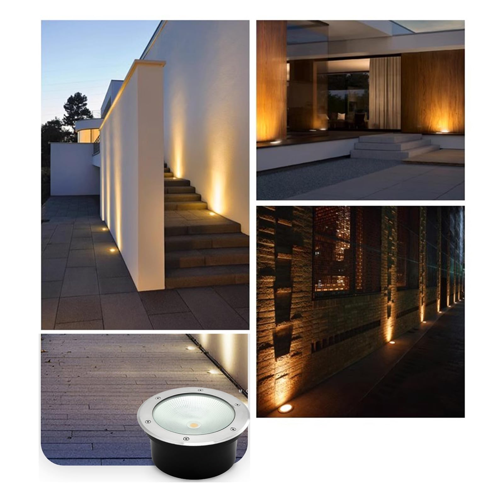 COB Lampada da Paesaggio Rotonda Esterno Faretto da Incasso A Terra IP66 Impermeabile AC85-265V Luce Sotterranea a LED per Giardino Cortile Parco Bosco Faretti(Warm White,30W)