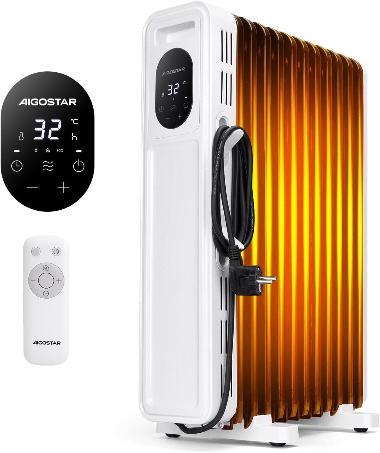 Klarstein Radiateur Bain D'Huile Economique, Chauffage à Faible Consommation D'Energie, Radiateurs Silencieux 2500W, Thermostat, Contrôle Wifi/APP, Radiateur Electrique Mobile