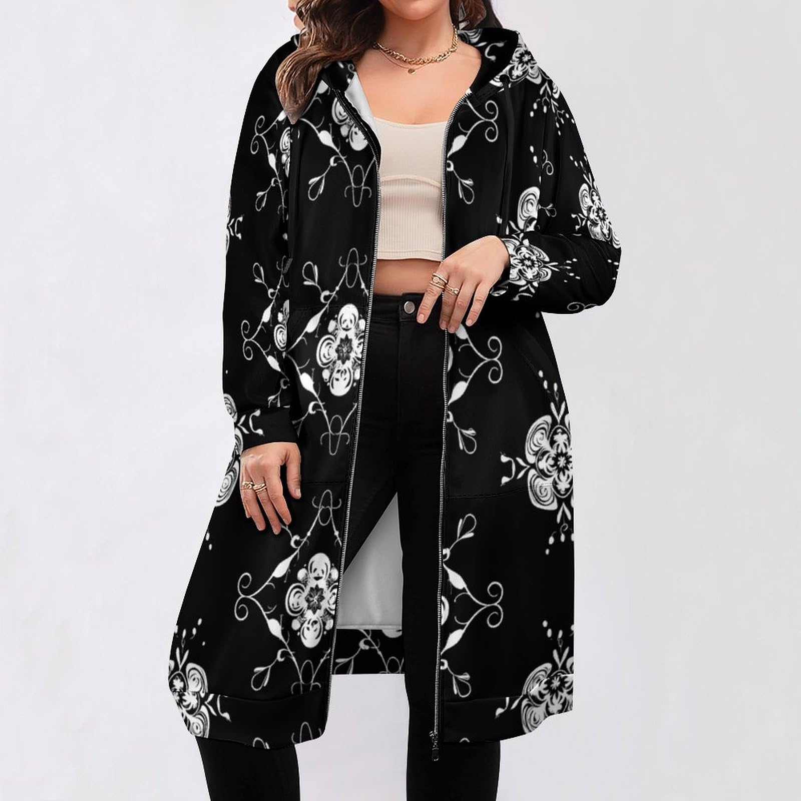 Sweat-Shirts à Capuche pour Femmes, à Manches Longues et à Motifs Floraux, Doux, Confortables et décontractés, avec Poches.