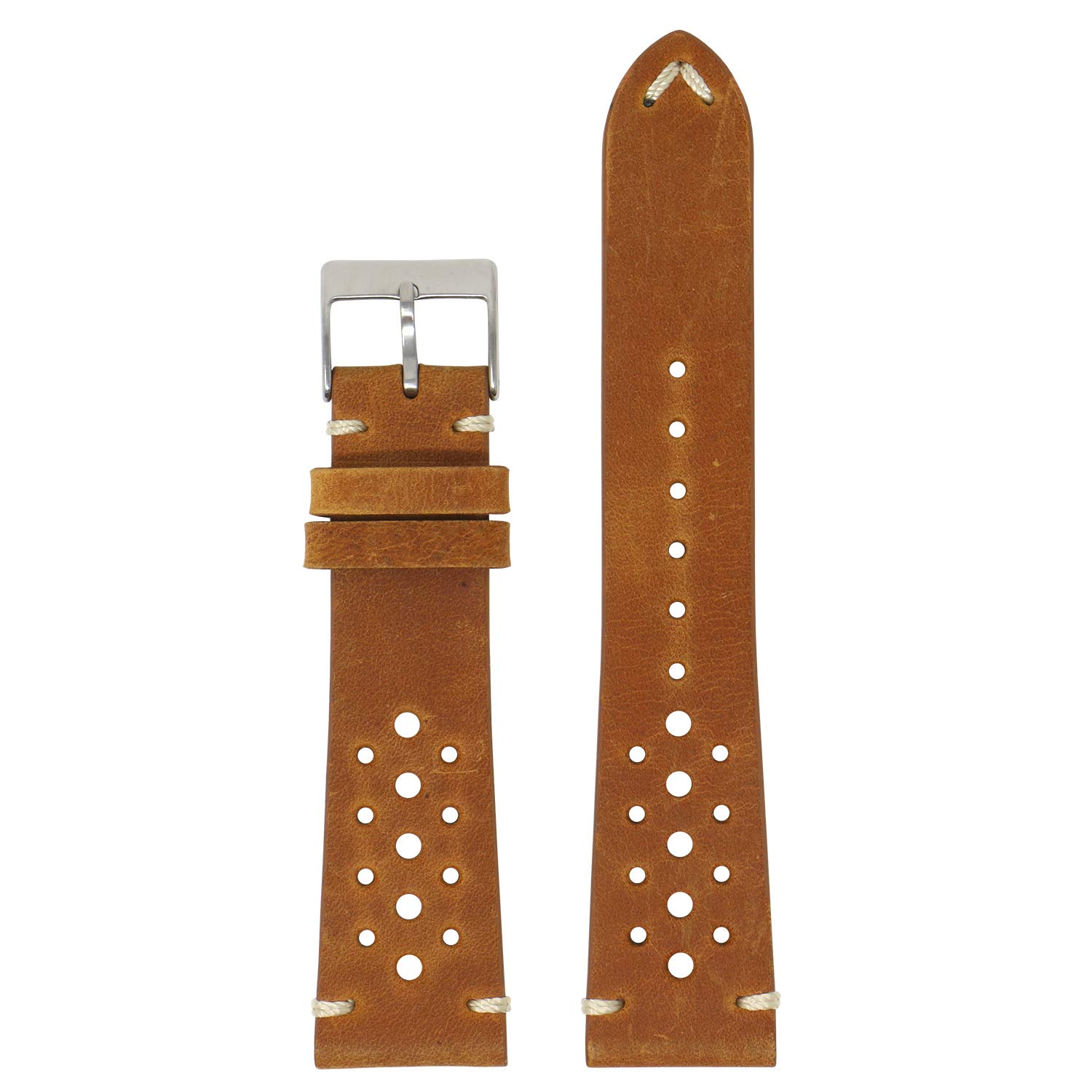 DASSARI Distressed Leather Rally Quick Release Watch Band Strap with Road Worn Finish - Choose Your Color - 18mm 19mm 20mm 21mm 22mm