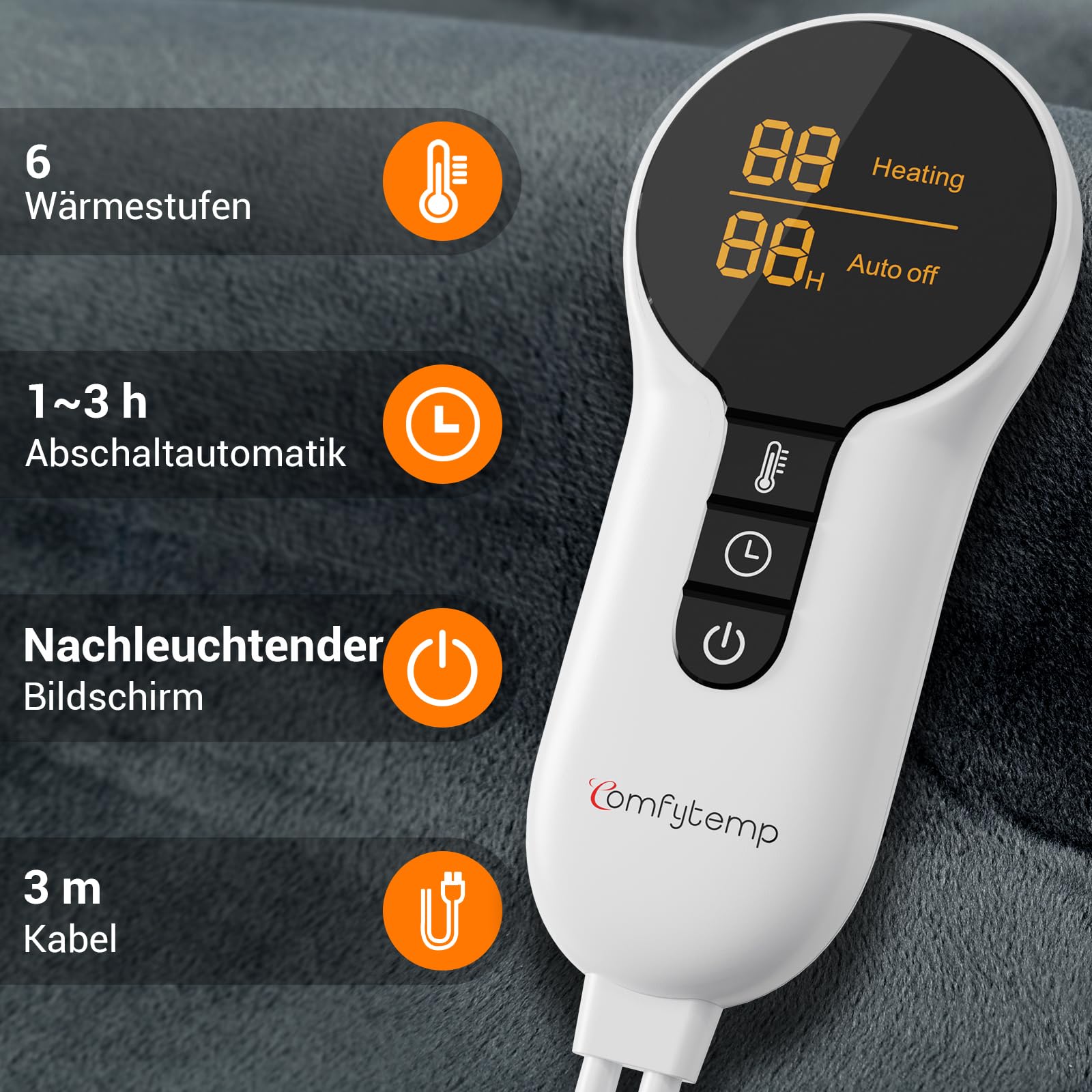 Comfytemp Infrarot gewichtetes Heizkissen für Nacken Schulter und oberer Rücken, 1,1 kg Wärmekissen mit 6 Wärmestufen 1-3 h Abschaltautomatik, 57x50cm Elektrisches Oberkörperwärmer Maschinenwaschbar