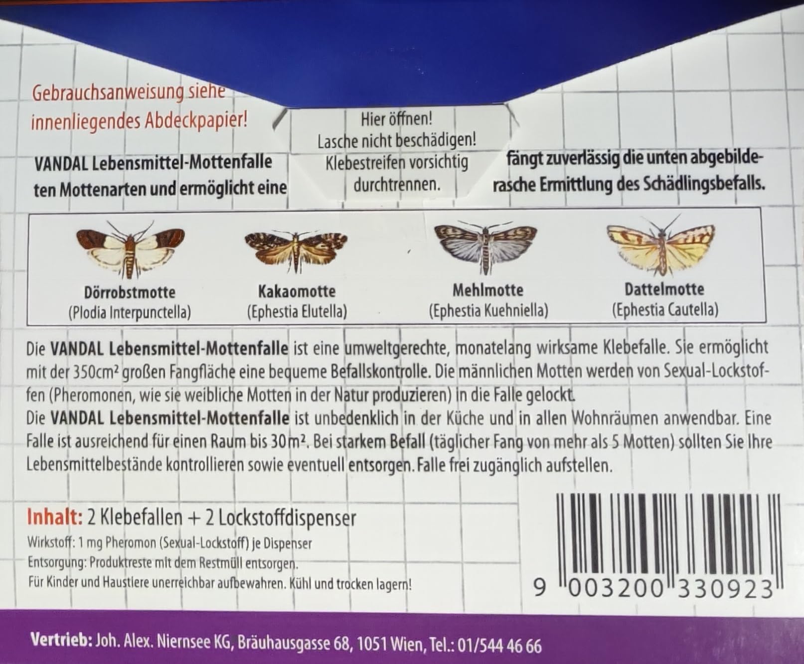 Vandal 3 x Lebensmittel Motten-Falle Doppelpack wirkt phönomenal gegen Jede Art von Lebensmittel-Motten.