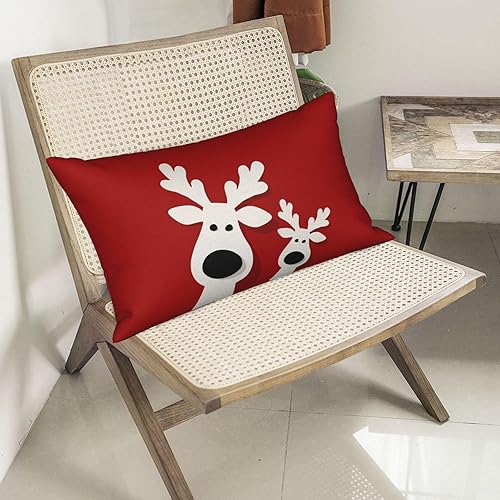 Miniatura 5 de GOLIANDA Juego de 2 fundas de almohada de Navidad de 12 x 20 pulgadas, decoración de Navidad, fundas de almohada de lino rojo, fundas de almohada de