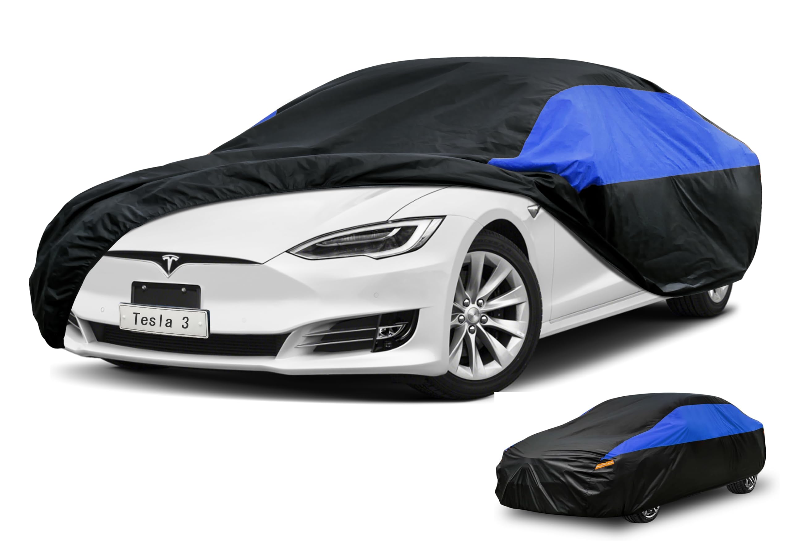 GUNHYI Tesla Car Cover Custom Fit Tesla 3 Waterproof All Weather, Lightweight Full Exterior Cover for Automobiles Outdoor Sun UV Rain Dust Snow Wind Protection.