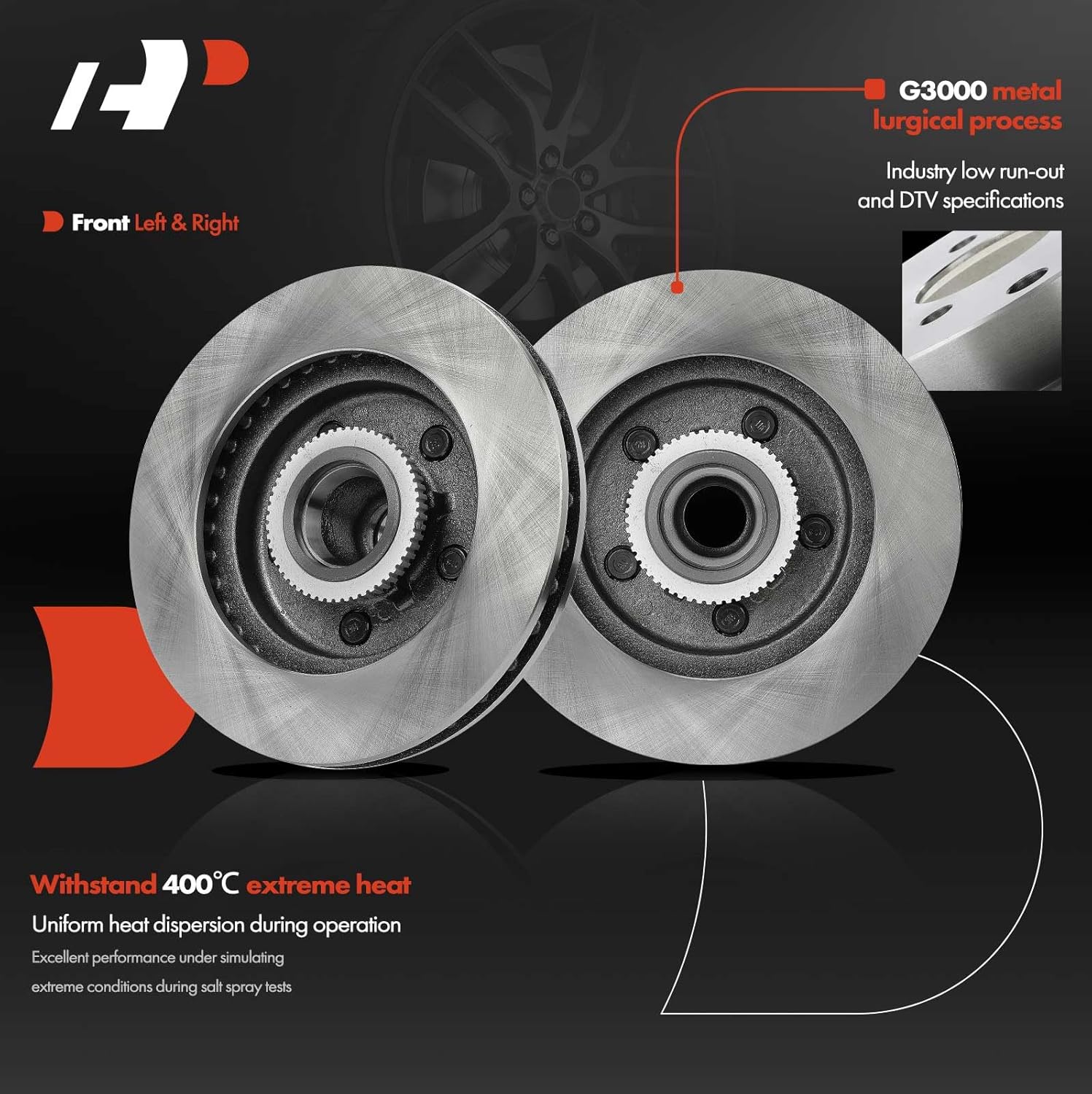 A-Premium 11.61 inch (295mm) Front Vented Disc Brake Rotors + Ceramic Pads Kit Compatible with Select Chevrolet, GMC Models - Tahoe, Express 1500, C1500, C1500 Suburban, Yukon, Savana 1500, 6-PC Set