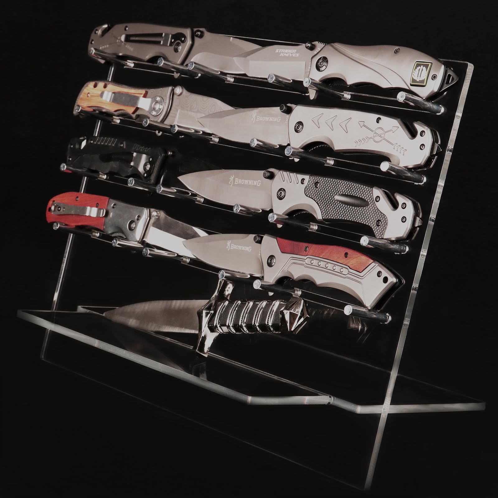Couteau Display Rack Pocket Knife Organizer Acrylic Rack (Transparent)