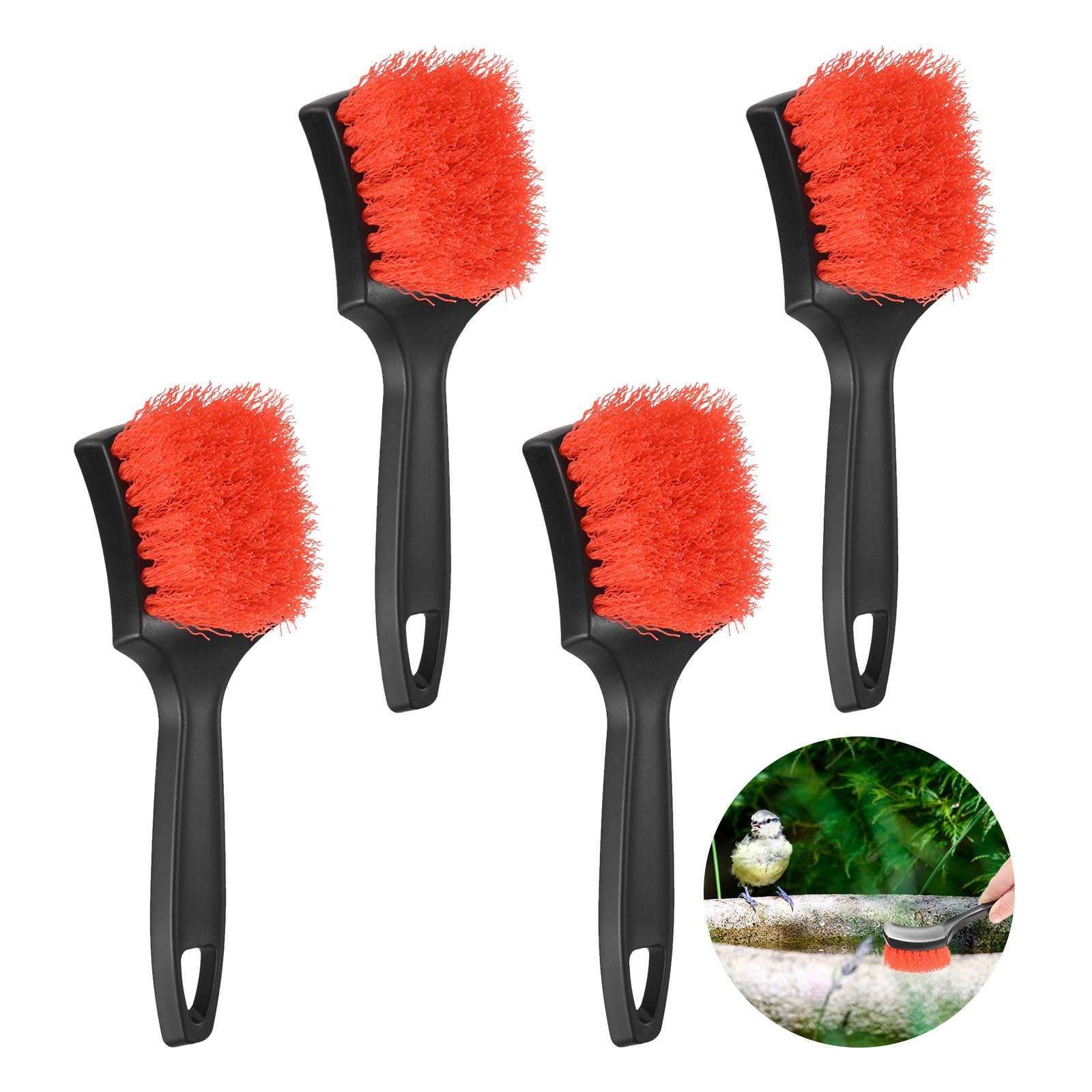 M METERXITY 4-Pack Bird Bath Cleaning Brush 8.3in, Red