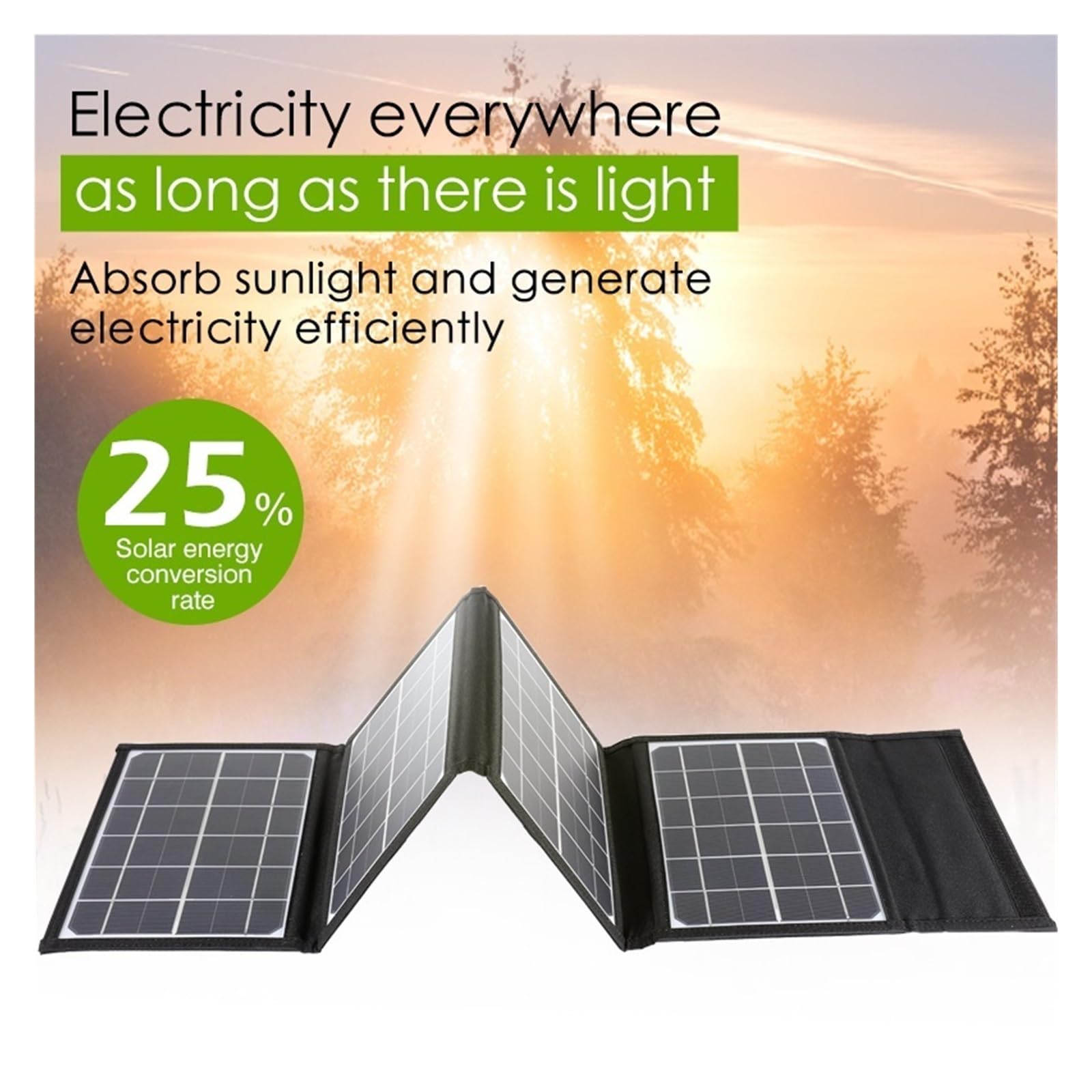 Interfaccia di Ricarica Rapida Pannello Solare Pieghevole Portatile Caricatore Doppio USB Celle solari Esterne Piastra Power Bank Energia Solare Sicuro Efficiente(18cm)