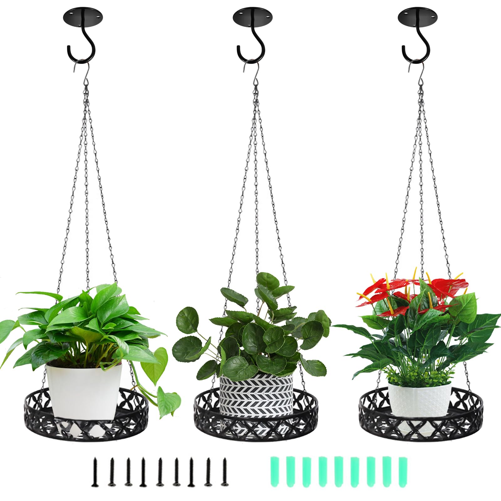 Tefola Plant Hanger, 3 Pack Hanging Plant Shelf Macrame Plant Hanger Hanging Planters for Indoor Plants Planter Flower Pots Holder with Ceiling Hook