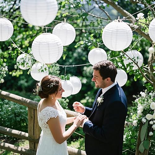 Faroles de papel blanco decorativos para interiores y exteriores, faroles de papel chino para cumpleaños, bodas, Navidad, novia, decoración del