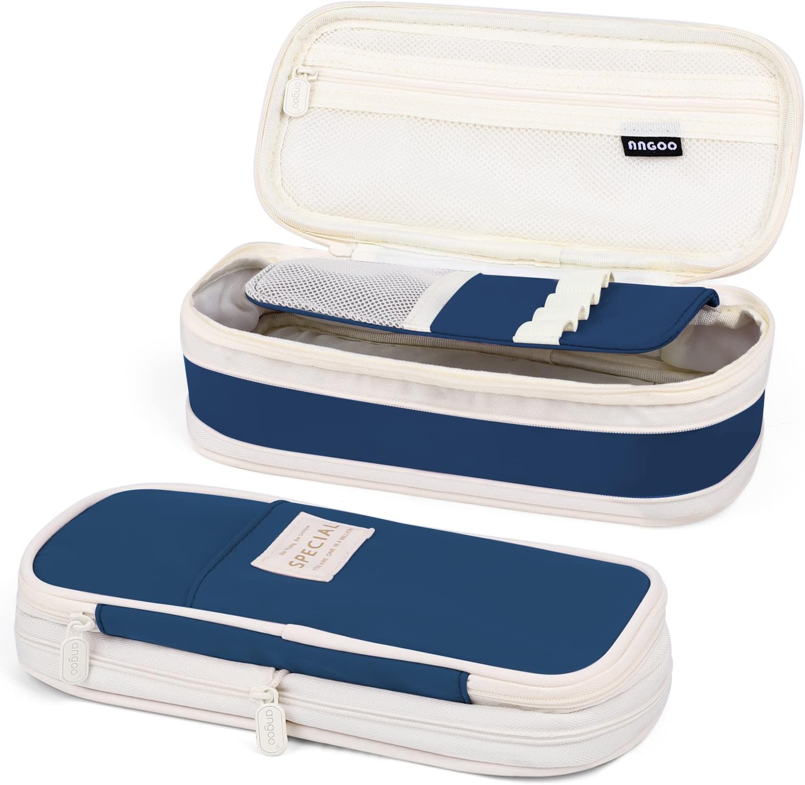 Mamowla Pencil Case for Girls, Big Capacity Large Pencil Case Pen Cases Portable Office Stationery Makeup Bag Pouch, Desk Organizer for School Boys Kids Teenage Adults Women Men(Dark Blue)