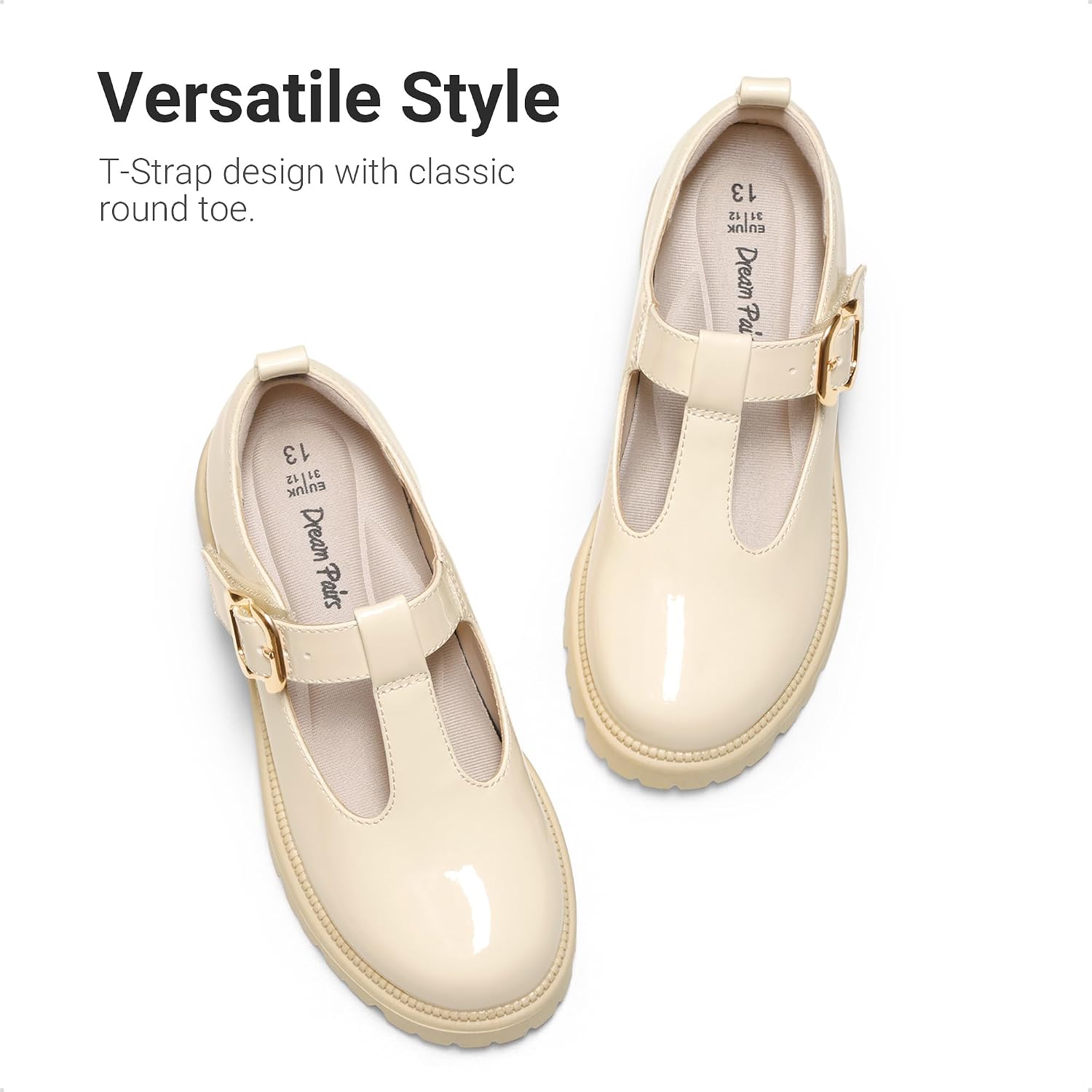 DREAM PAIRS Girls Mary Jane Dress Shoes School Uniform T-Strap Loafers Platform Chunky Heel Closed Toe Flats