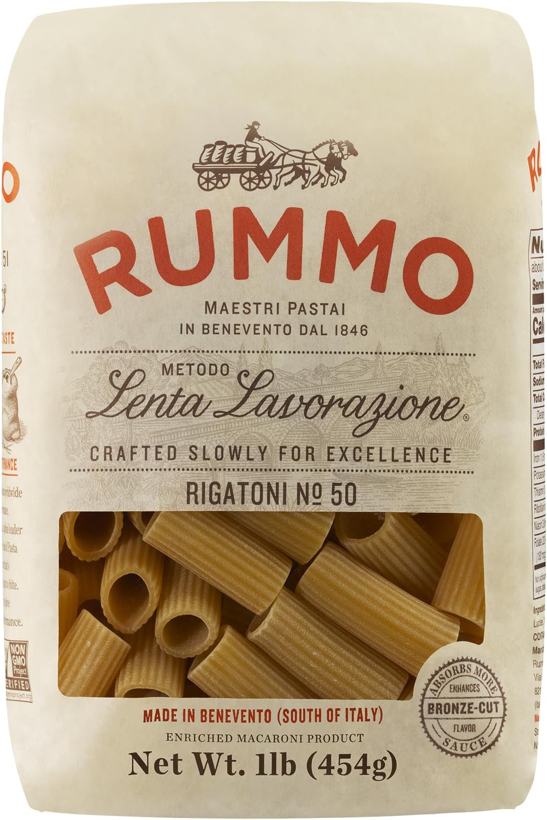 Rigatoni Pasta N.50 - Rigatoni Pasta Noodles, Italian Tube Pasta, Bronze Cut Pasta, Dry Pasta, Durum Wheat Pasta - 16 Ounce (Pack of 5)
