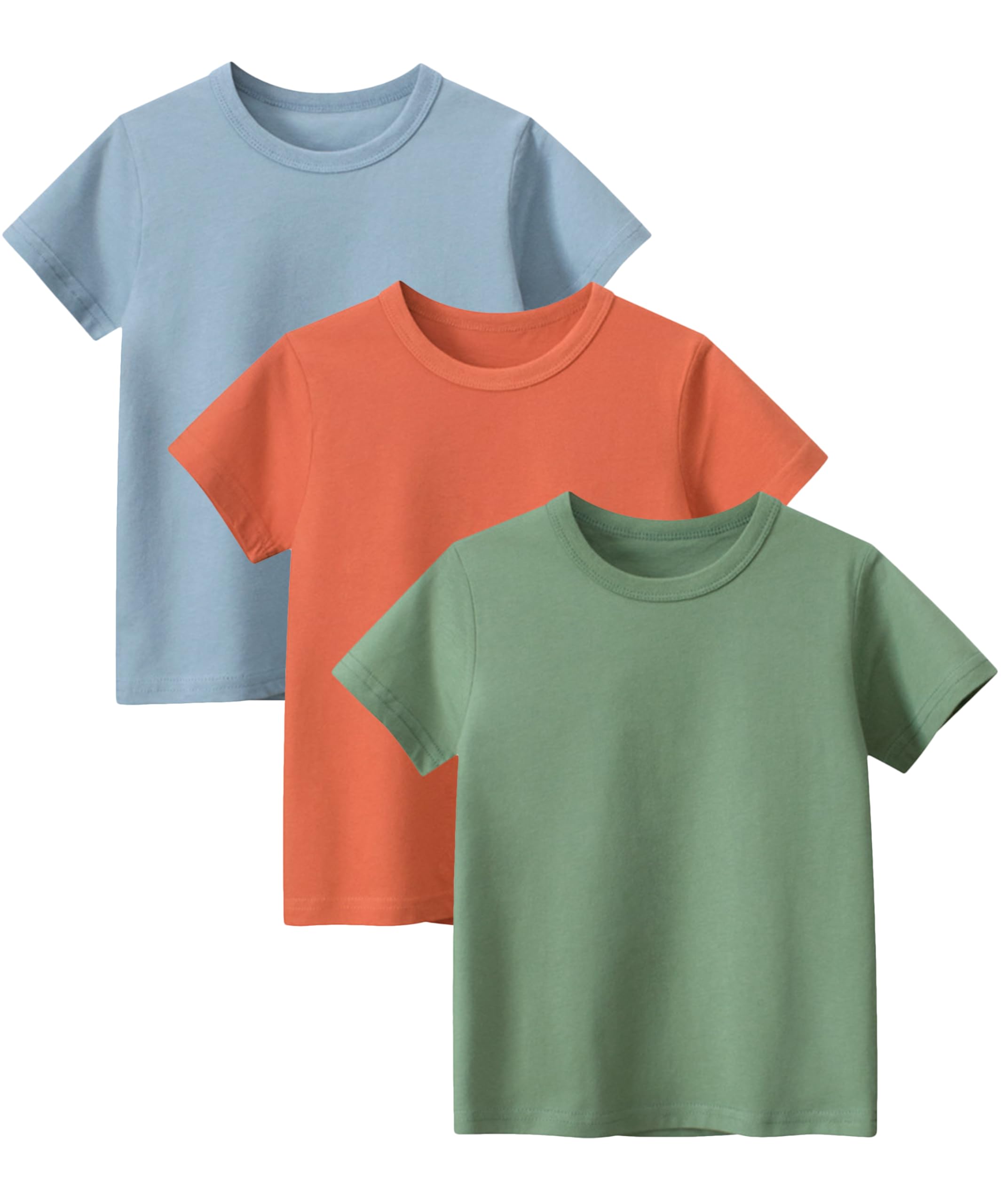 GFQLONGToddler Boys Girls 3 Pack Cotton T-Shirts, Baby Summer Short Sleeve Solid Crewneck Tees
