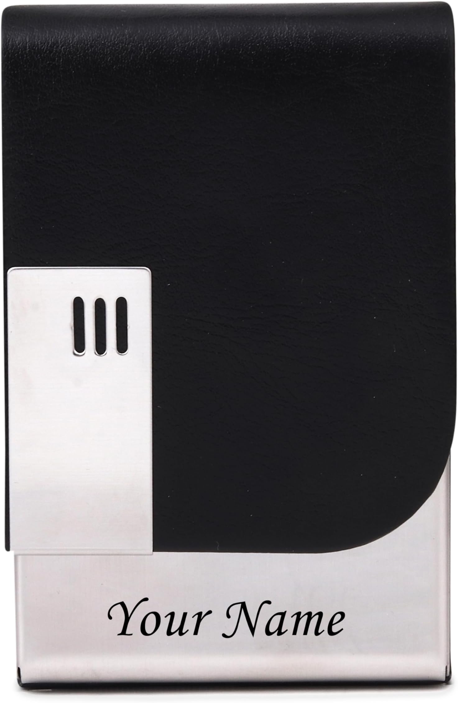 Celebr8 Personalized Card Holder for Men - Custom Name Engraved Wallet | Slim Black PU Leather Case | Credit Card Organizer | Minimalist Business Card Cover | Customized Gift for Men
