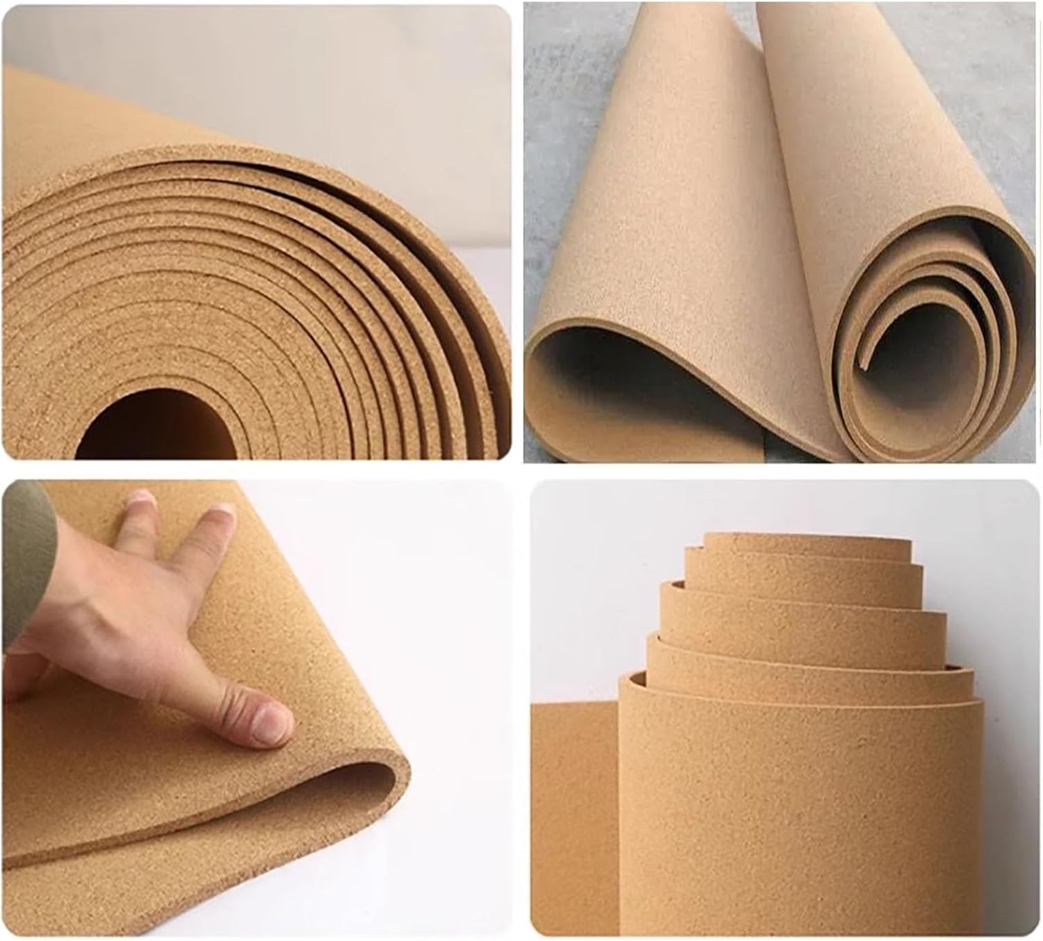 Cork Roll, Cork Board Large, Cork Mat Roll, Natural Cork Tiles, Sound Insulation, 1/3" 1/4" Thick, for DIY Supplies Home School, Brown(Color:Thick 6mm,Size:0.9mx1m(3ftx3.3ft))