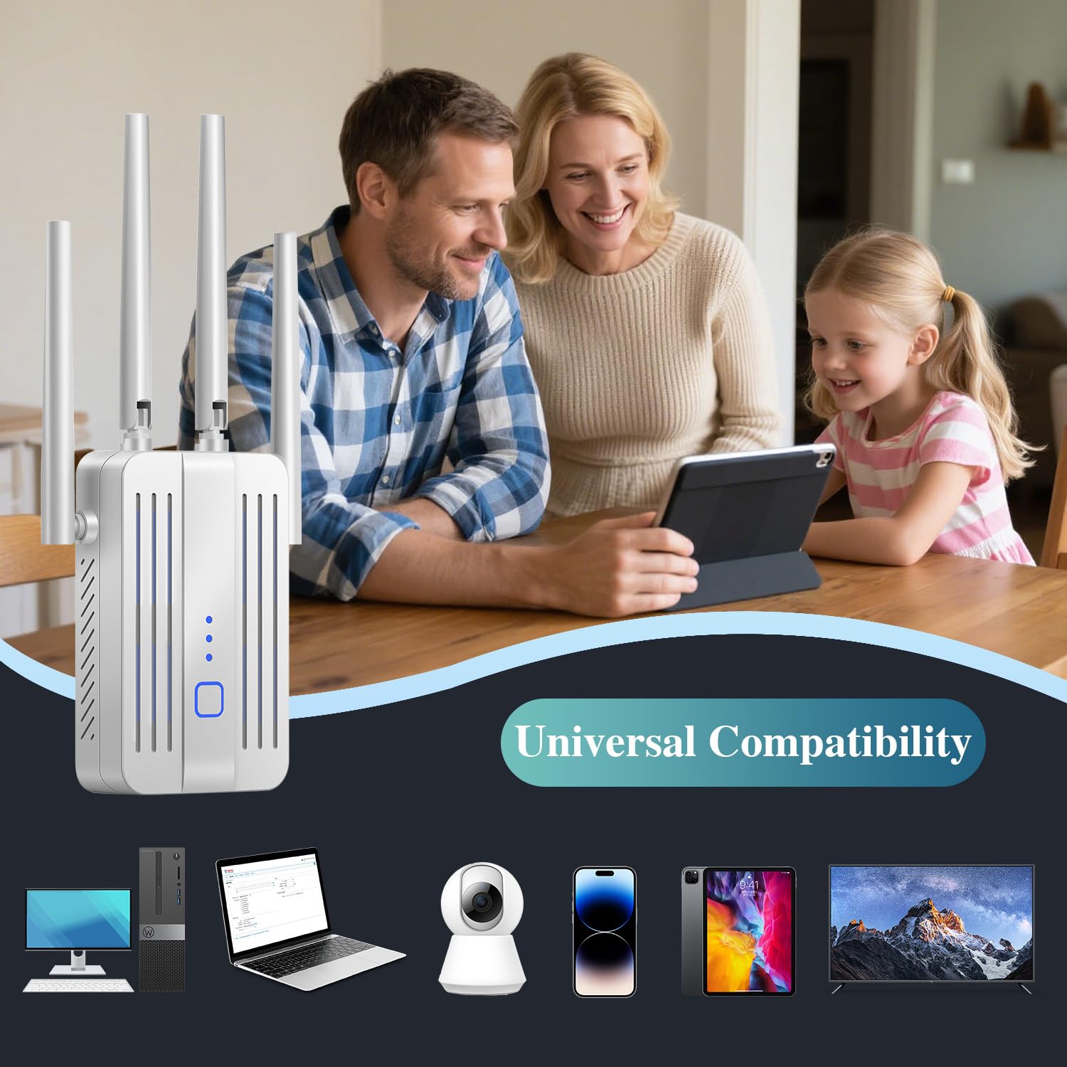 WiFi Extender Signal Booster for Home 2026 Internet Repeater Long Range Up to 9995 Sq. Ft. Whole Home WiFi Coverage — view 8