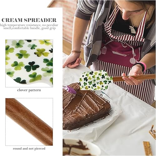 Miniatura 5 de DOITOOL 3 espátulas de silicona para el día de San Patricio, espátula de silicona con mango de madera, espátulas de cocina antiadherentes para el