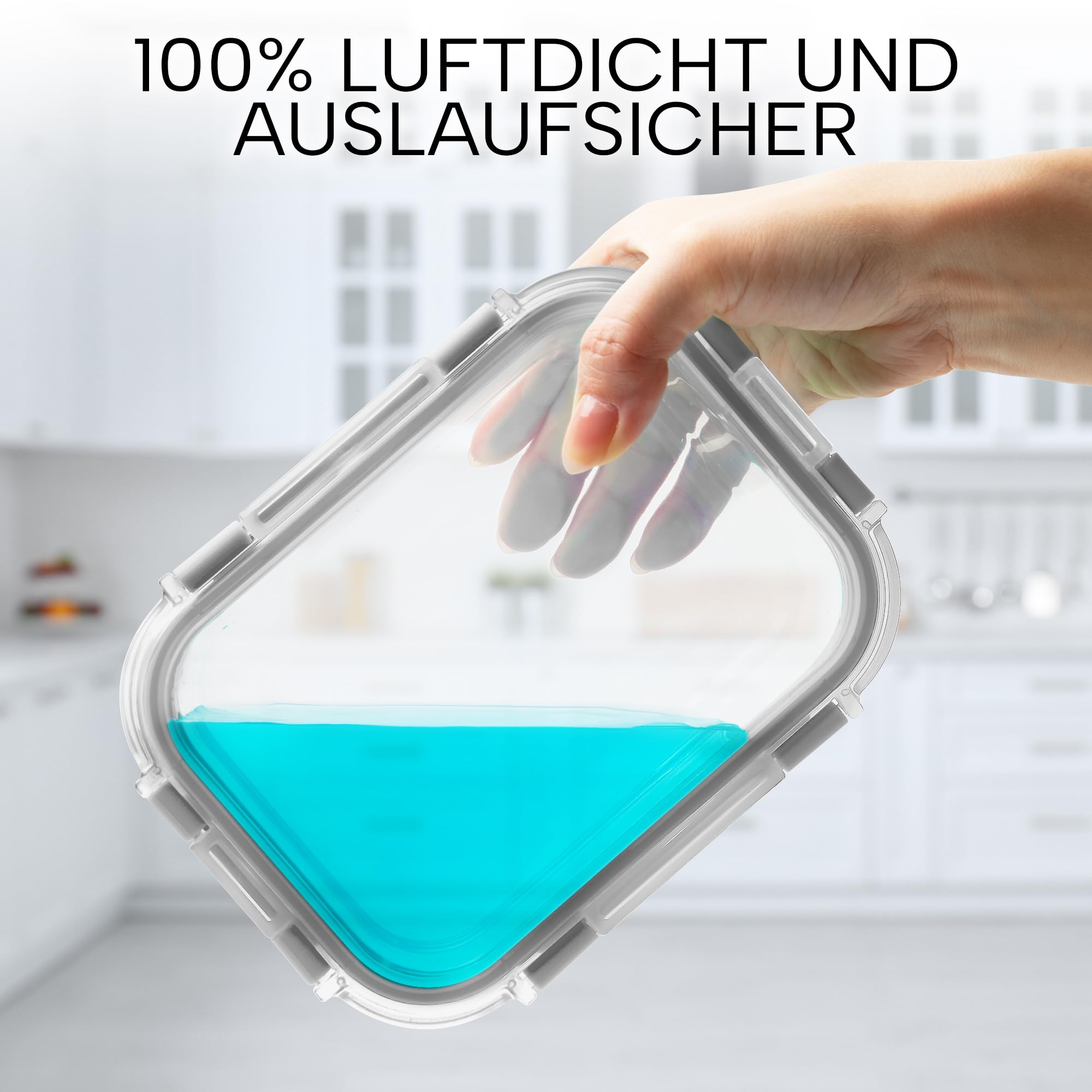 Zulay 12er-Set Glas-Frischhaltedosen für Meal Prep, Tupperdosen Set aus Glas mit luftdichten Deckeln - Meal Prep Boxen Gläser, spülmaschinen-, mikrowellen-, ofen- & gefriergeeignet, BPA-frei - Grau