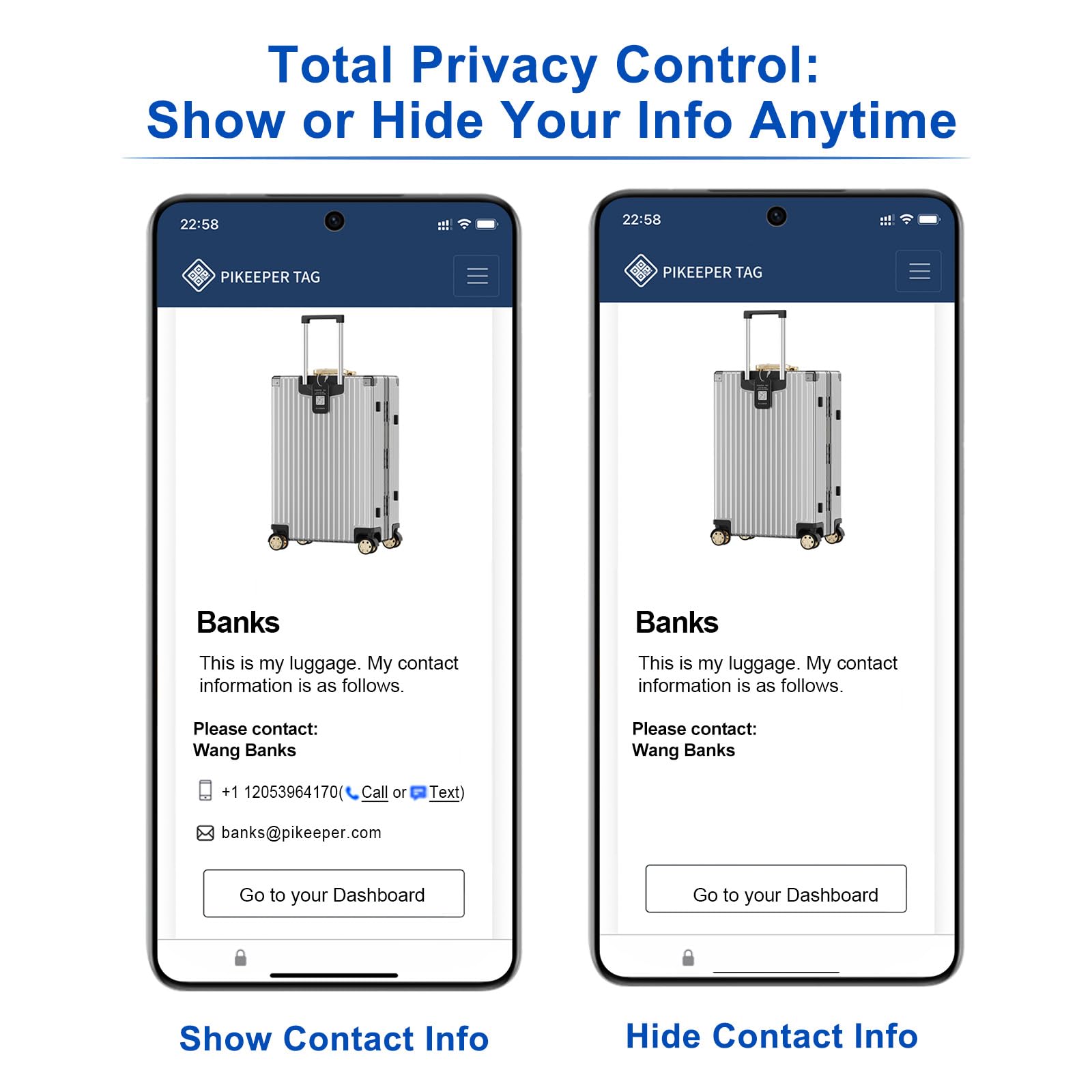 Etiquetas inteligentes para equipaje con visualización de ubicación de código QR, etiquetas personalizables con protección de privacidad para objetos perdidos y encontrados, paquete de 4