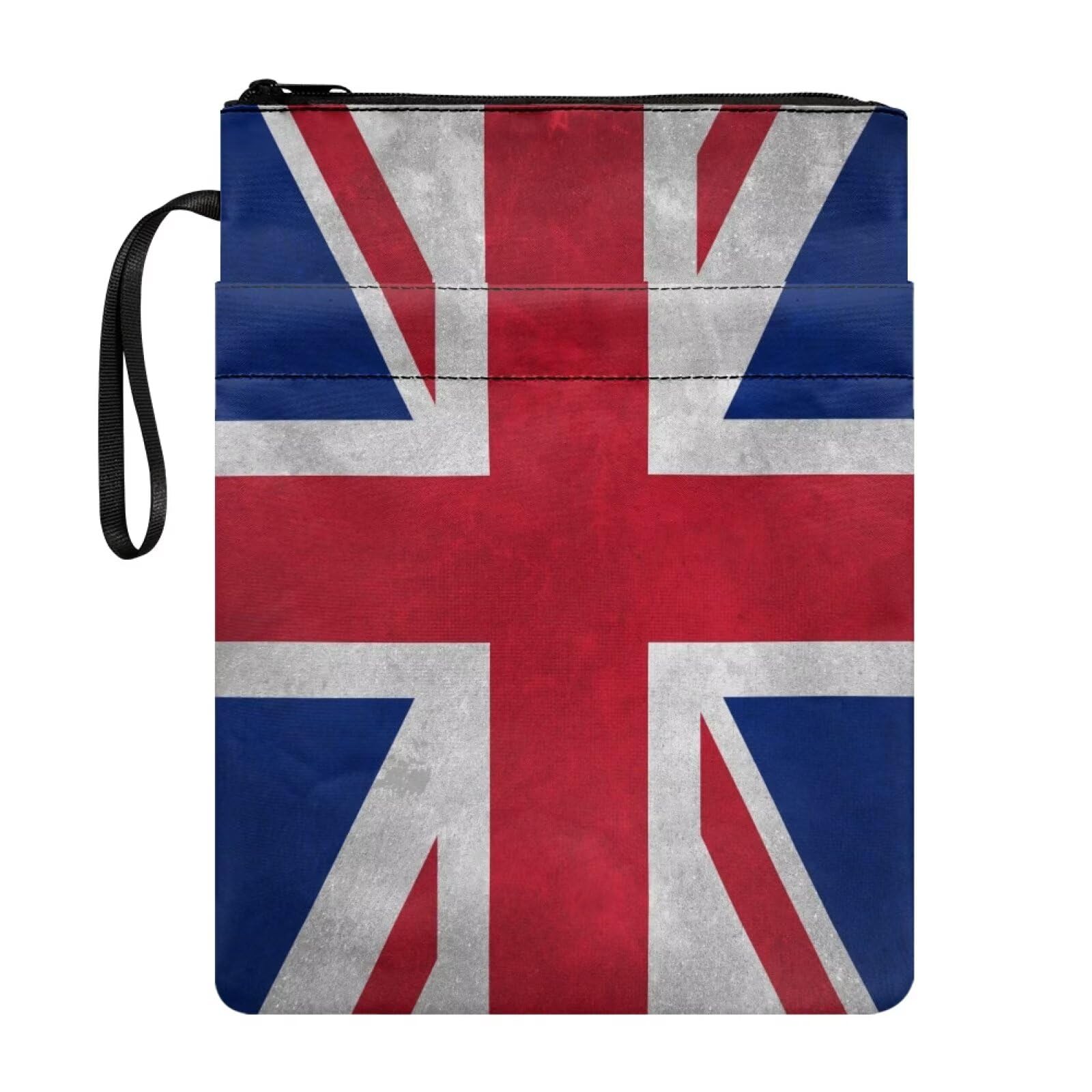 Book Sleeve for Paperback, 22x29 cm, Book Cover with Zipper and Front Pocket, Washable Fabric for Book Lovers, Vintage Union Jack โ image 1