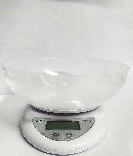 Samso Electronic Kitchen Weighing Scale with Bowl (White)