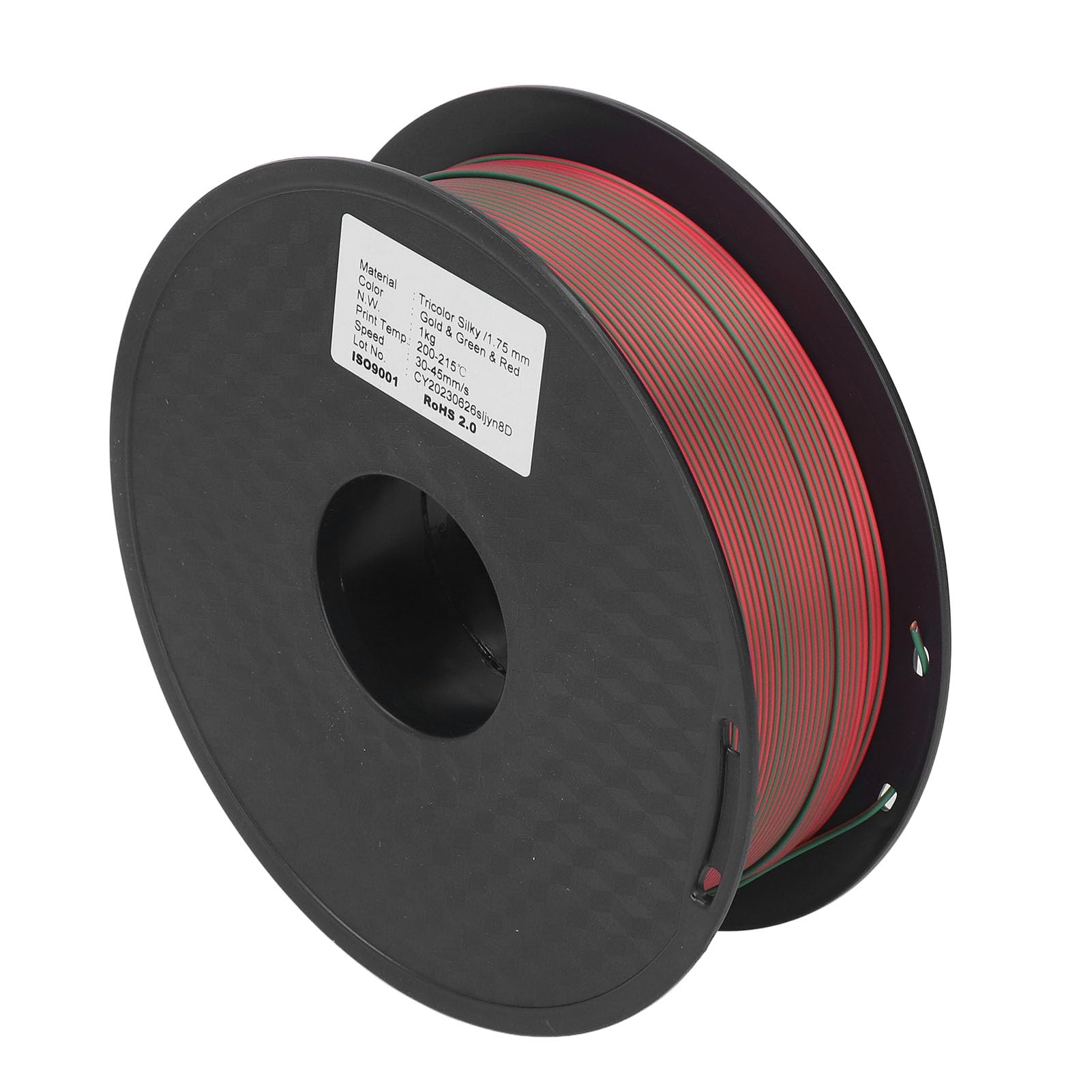 1,75 mm dreifarbiges PLA-Filament, Gold, Grün, Rot, 3D-Drucker-Filament, dreifarbiges Farbverlaufs-PLA-Druckverbrauchsmaterial für 3D-Druck, Modellbau und Dekoration