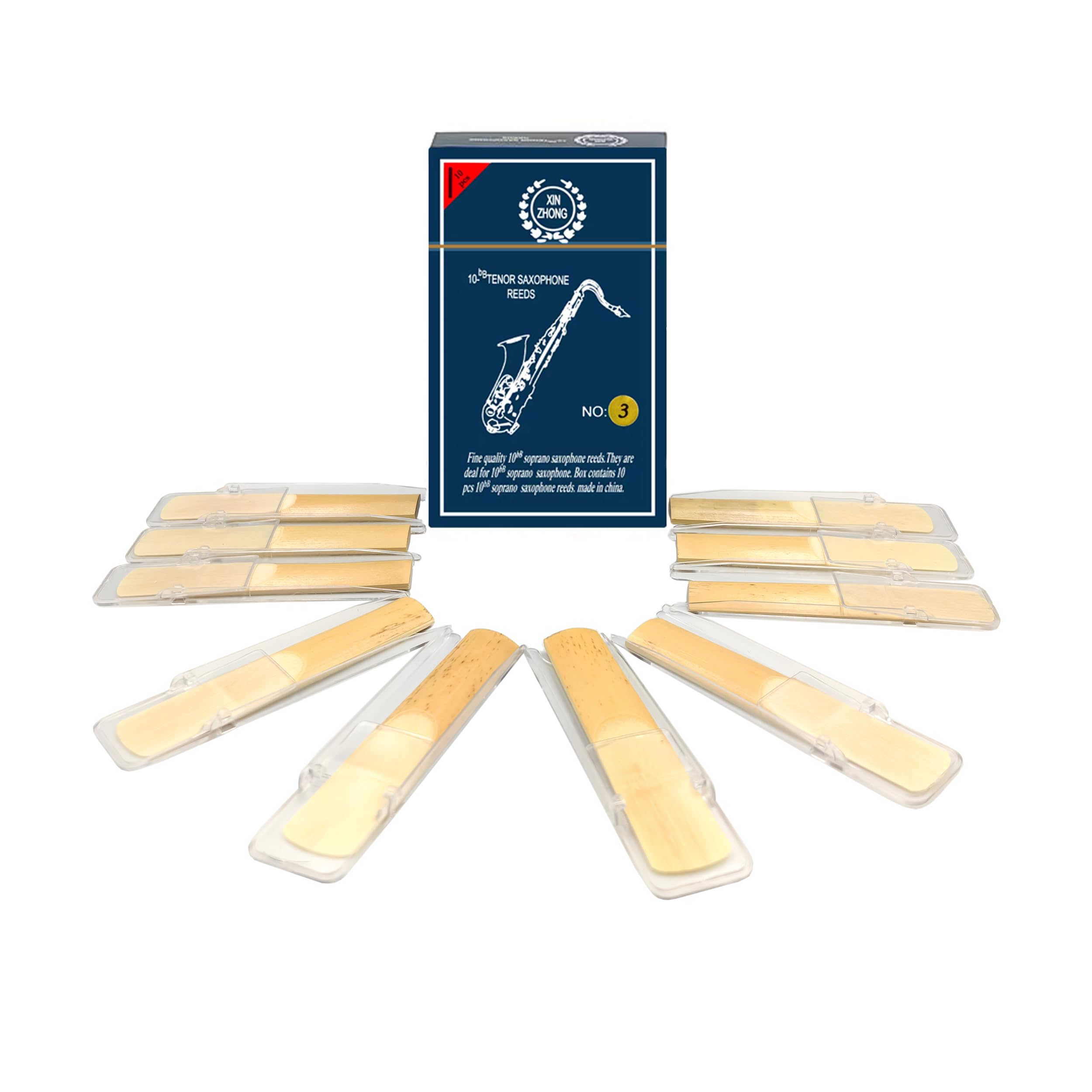 10PCS Tenor Saxophone Reeds for Tenor Sax (Strength 3.0)