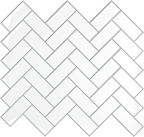 VEELIKE Adhesivos para azulejos de cocina, 6 hojas de azulejos adhesivos de espiga en muro para cocina, azulejos adhesivos extraíbles de 12 x 12